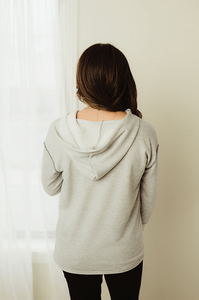 French Terry Buttoned Hoodie