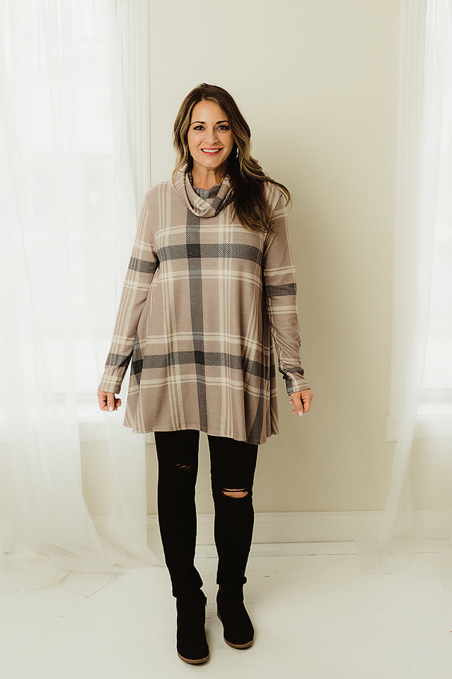 Cowl Knit Tunic Top