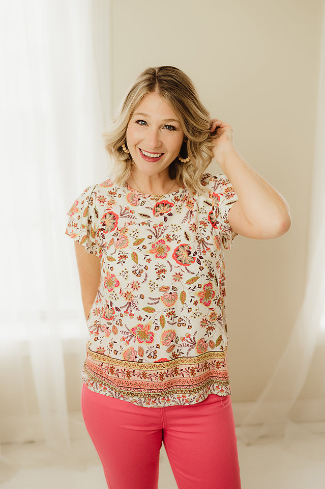 Bordered Floral Top