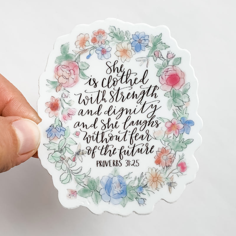 Clothed in Strength Sticker