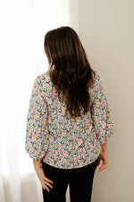 Patterned Balloon Sleeve Top