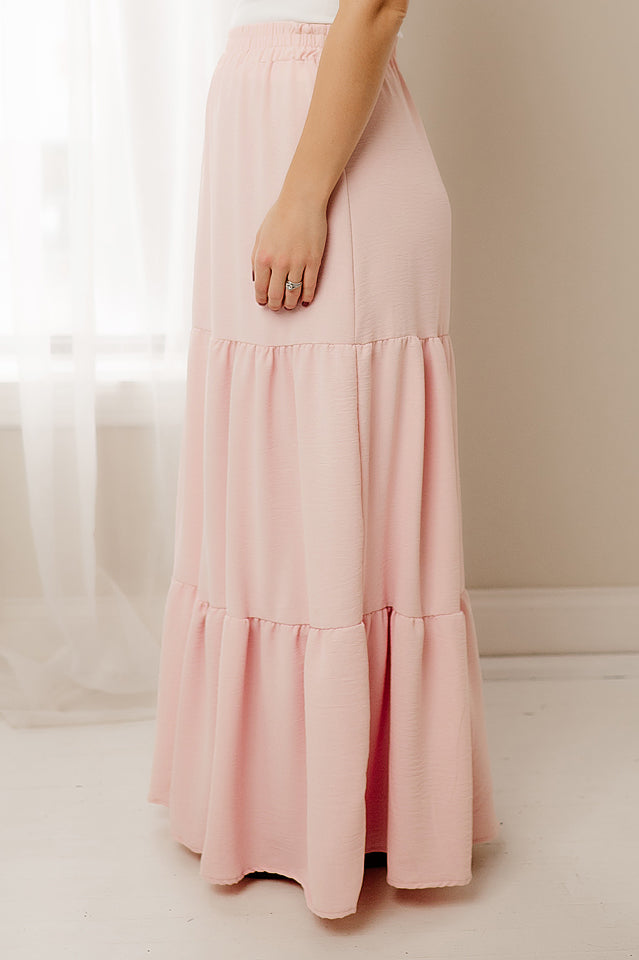 Solid Tiered Maxi Skirt
