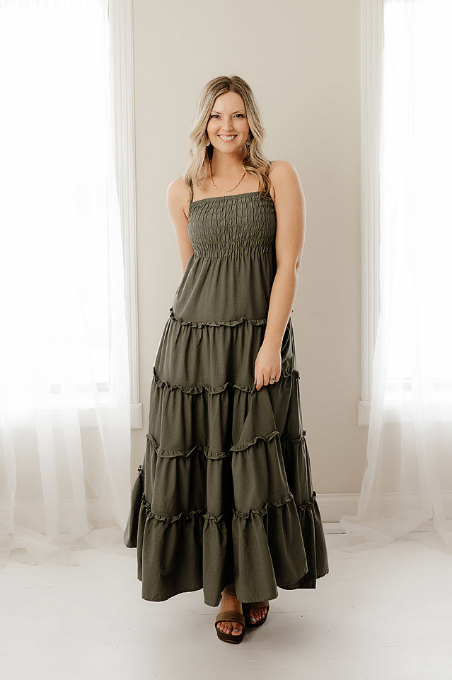 Smocked Top Tiered Maxi Dress
