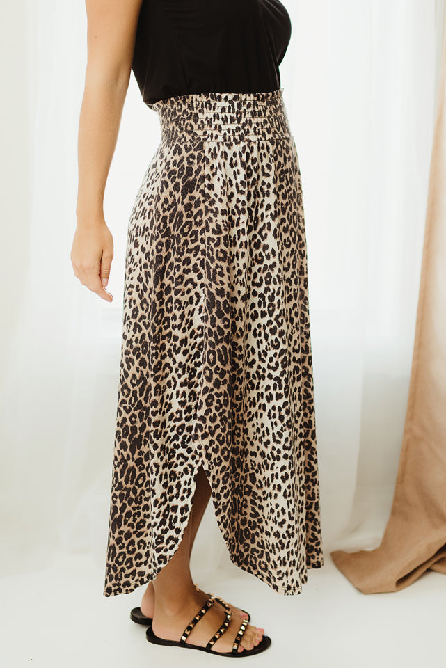 Cheetah Smocked Maxi Skirt
