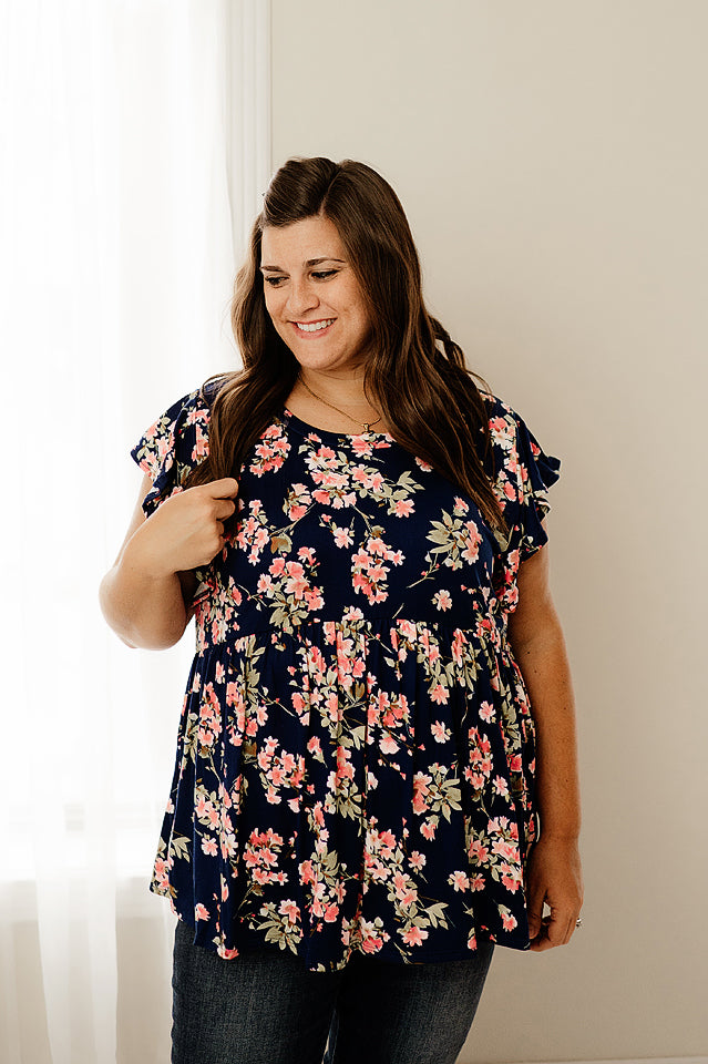 Ruffle Floral Babydoll Top