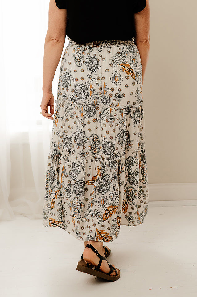 Tiered Printed Maxi Skirt