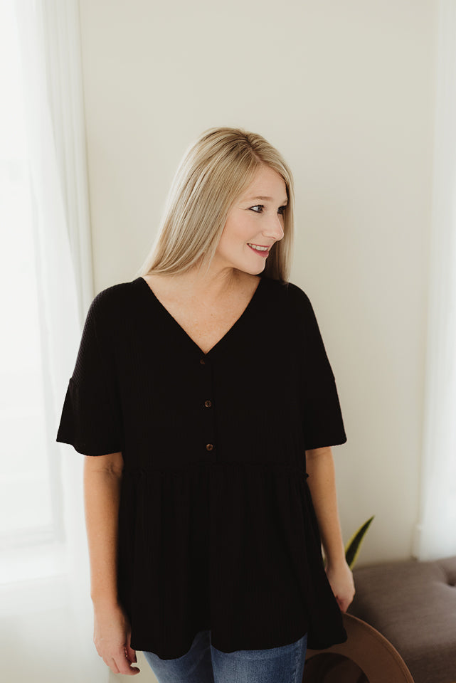 Waffle Peplum Henley