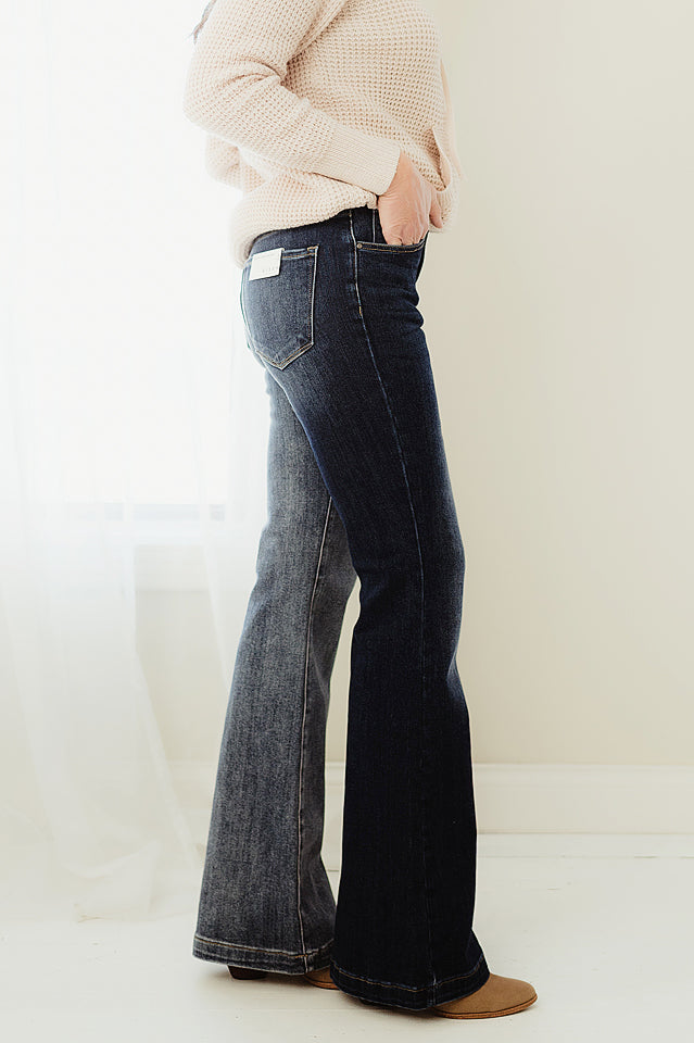 Two Tone Flare Jeans
