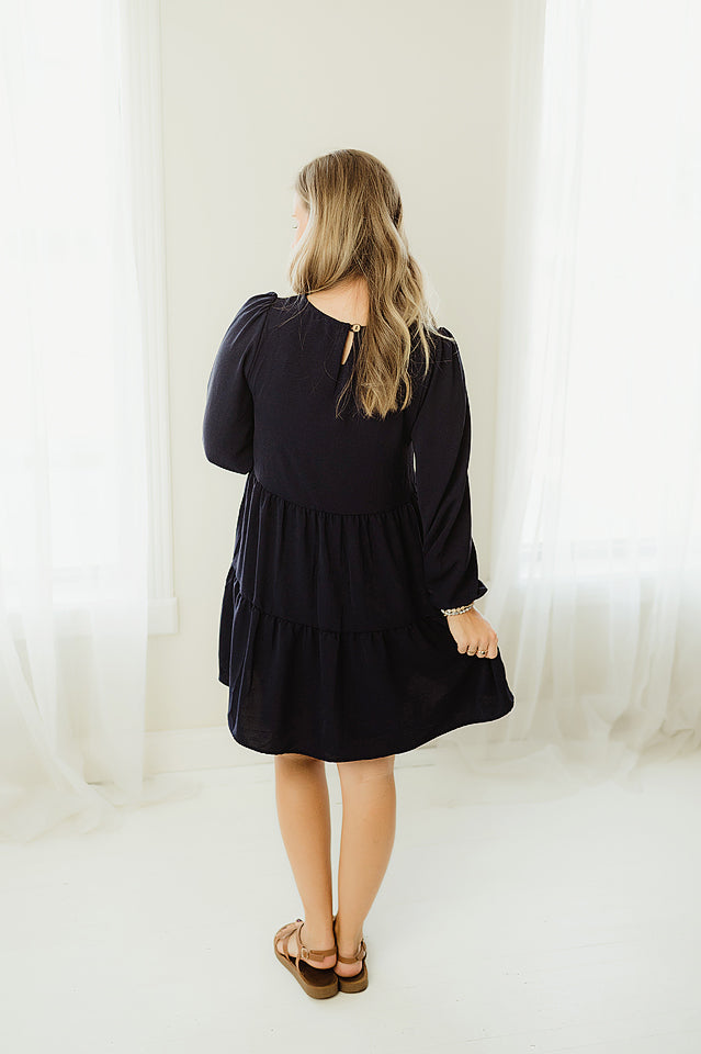 Solid Woven Tiered Dress