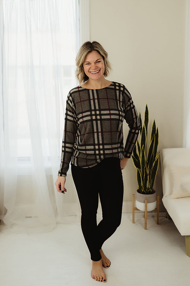 Plaid Relaxed Boatneck