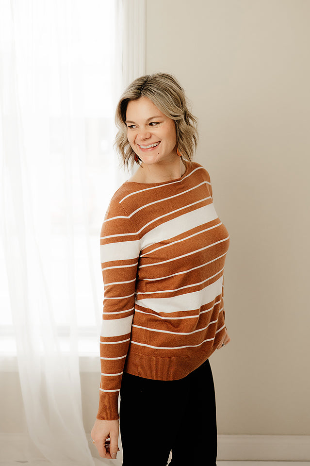 Boat Neck Stripe Sweater