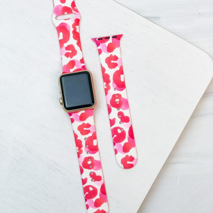 Pink Leopard Silicone Watch Band