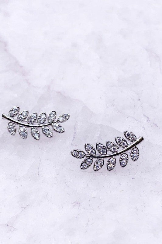 Zirconia Leaf Earrings